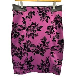 Vintage Popana Knit Velvet Women Pencil Skirt‎ Coquette Goth Size L Purple